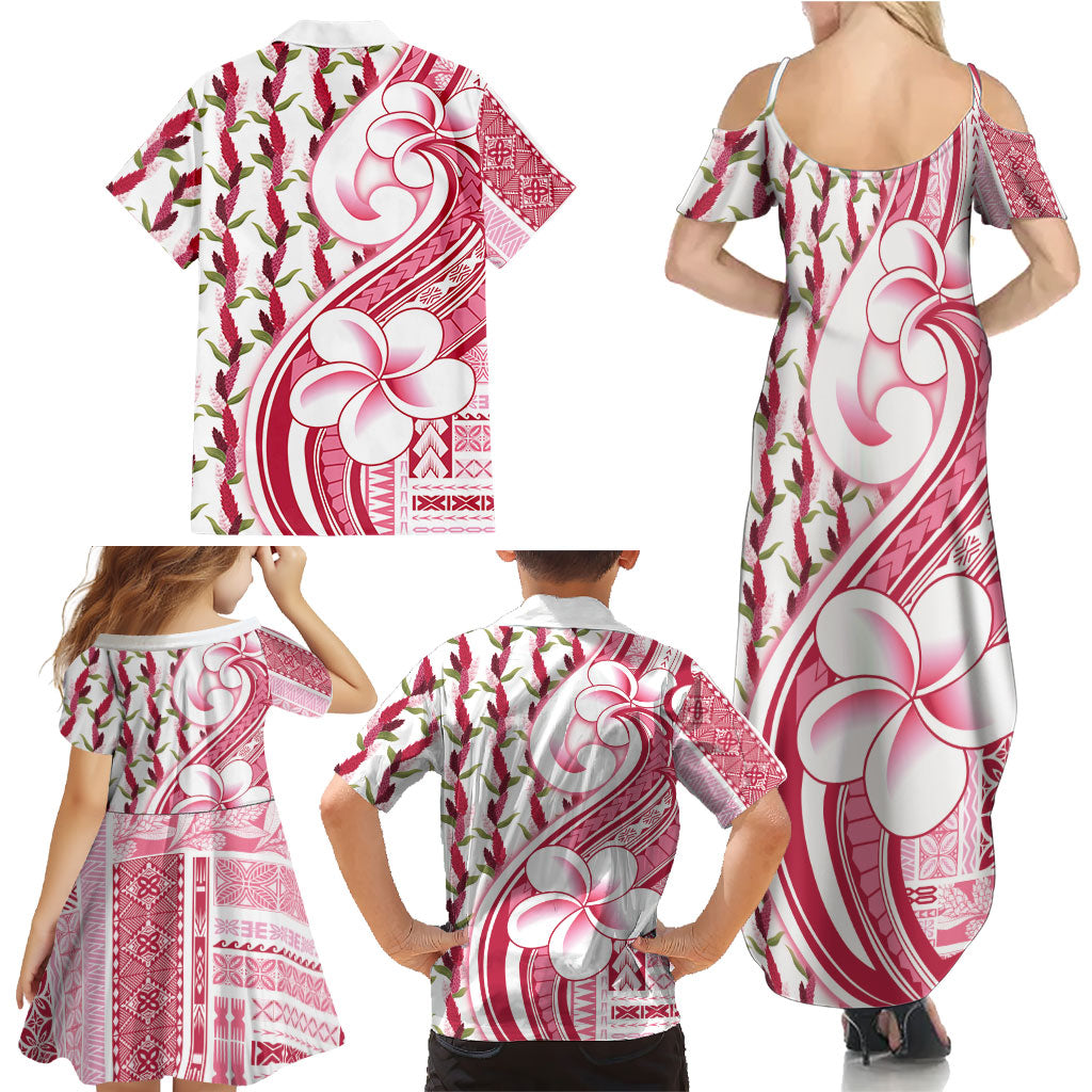 Samoa Teuila Family Matching Summer Maxi Dress and Hawaiian Shirt White Samoan Siapo Motifs