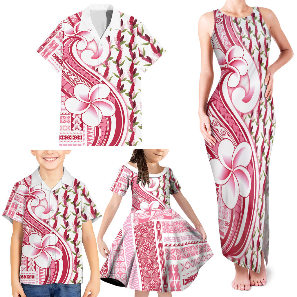 Samoa Teuila Family Matching Tank Maxi Dress and Hawaiian Shirt White Samoan Siapo Motifs