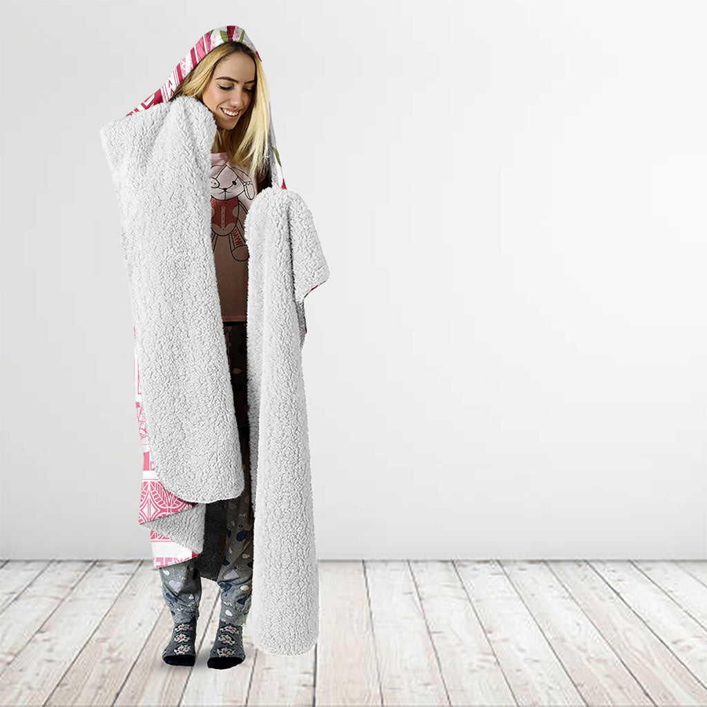Samoa Teuila Hooded Blanket White Samoan Siapo Motifs