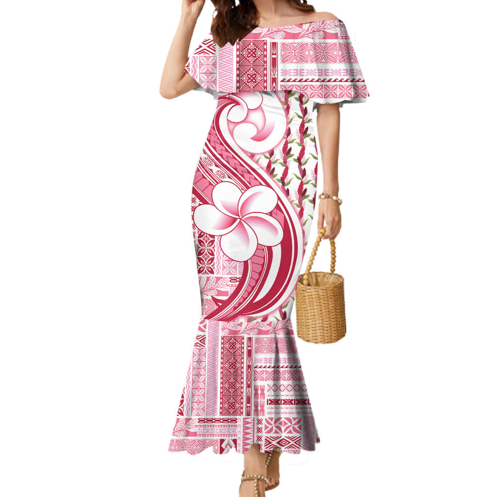 Samoa Teuila Mermaid Dress White Samoan Siapo Motifs LT05 Women White - Polynesian Pride