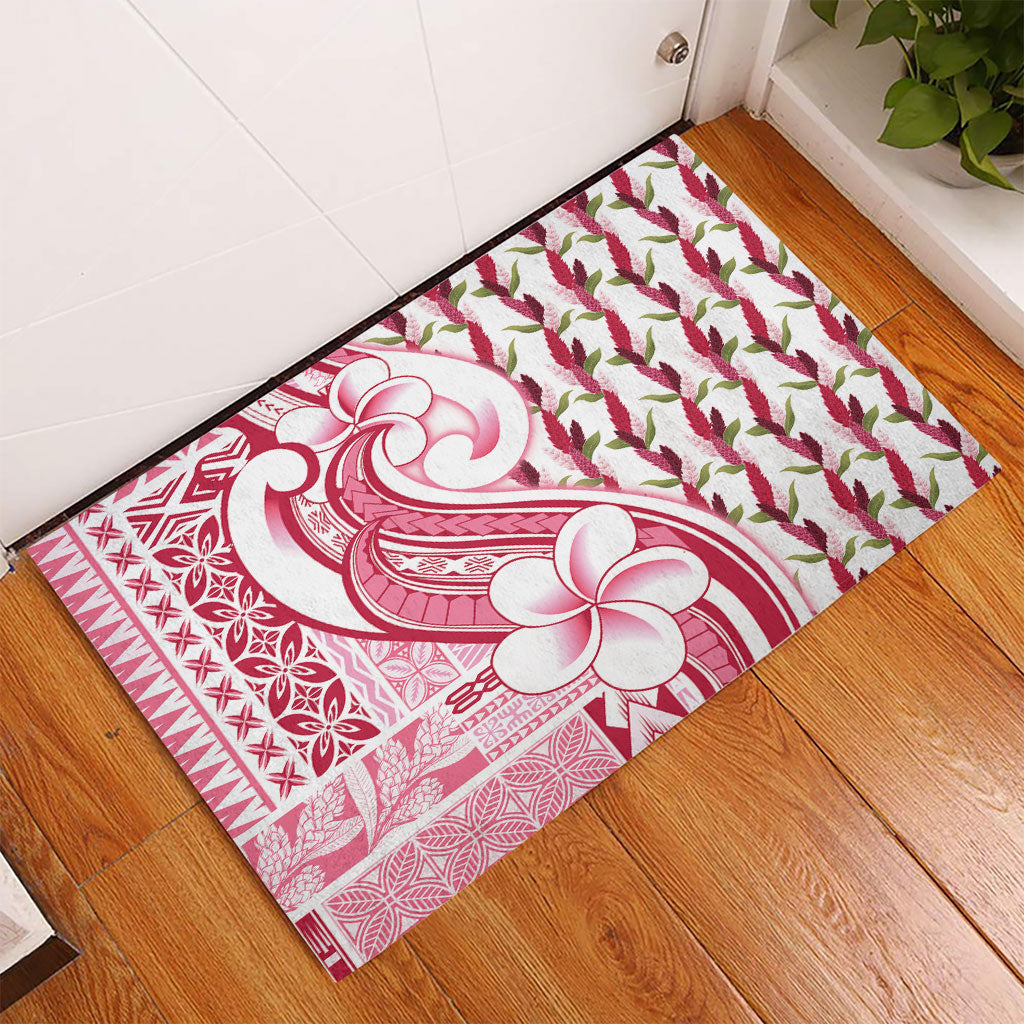 Samoa Teuila Rubber Doormat White Samoan Siapo Motifs
