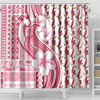 Samoa Teuila Shower Curtain White Samoan Siapo Motifs