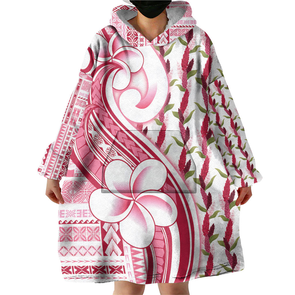 Samoa Teuila Wearable Blanket Hoodie White Samoan Siapo Motifs