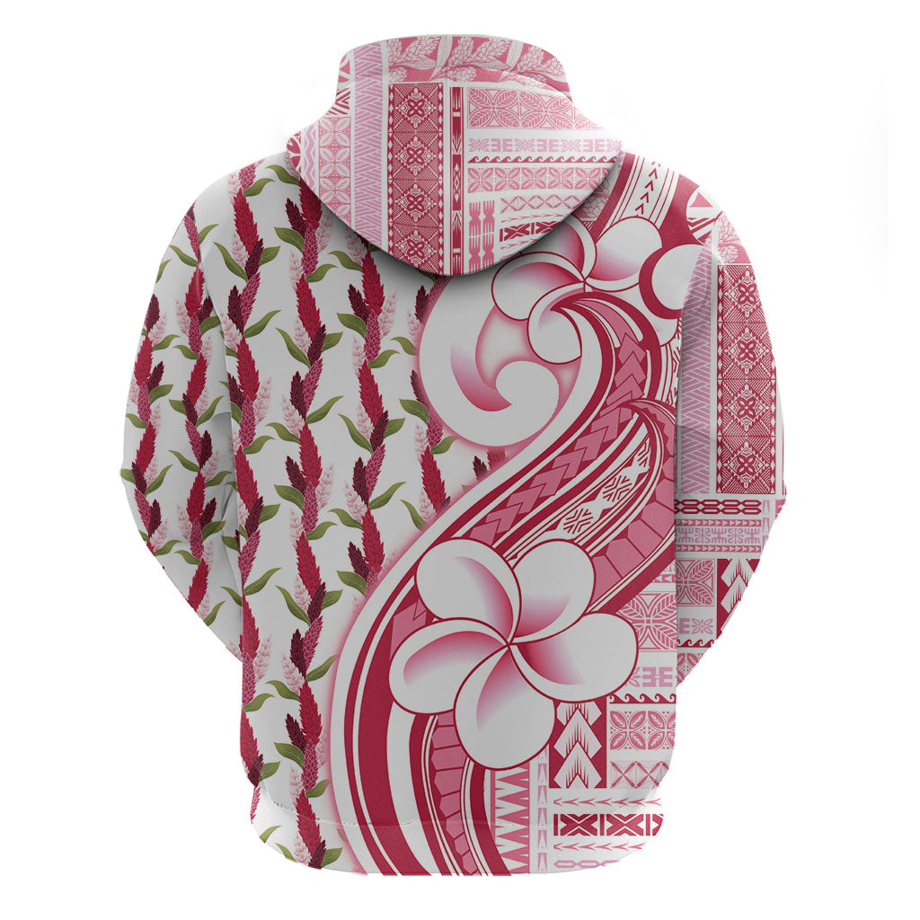 Samoa Teuila Zip Hoodie White Samoan Siapo Motifs