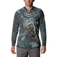 Hawaii Mo'o Lizard God Button Sweatshirt Polynesian Style