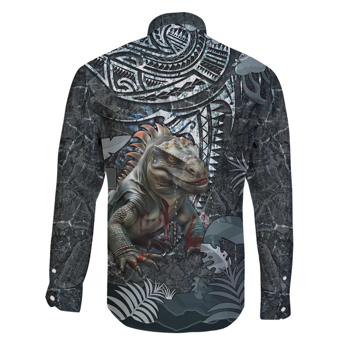 Hawaii Mo'o Lizard God Family Matching Off The Shoulder Long Sleeve Dress and Hawaiian Shirt Polynesian Style
