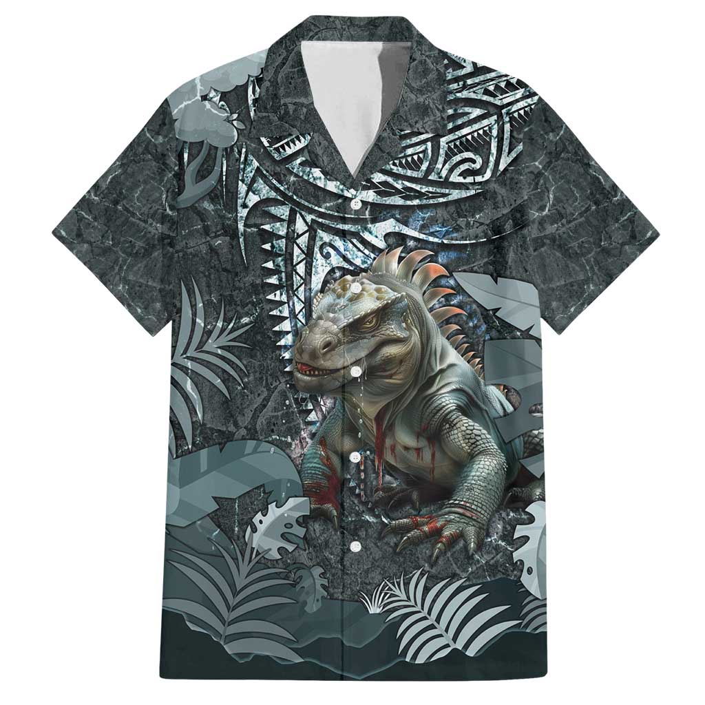 Hawaii Mo'o Lizard God Family Matching Tank Maxi Dress and Hawaiian Shirt Polynesian Style