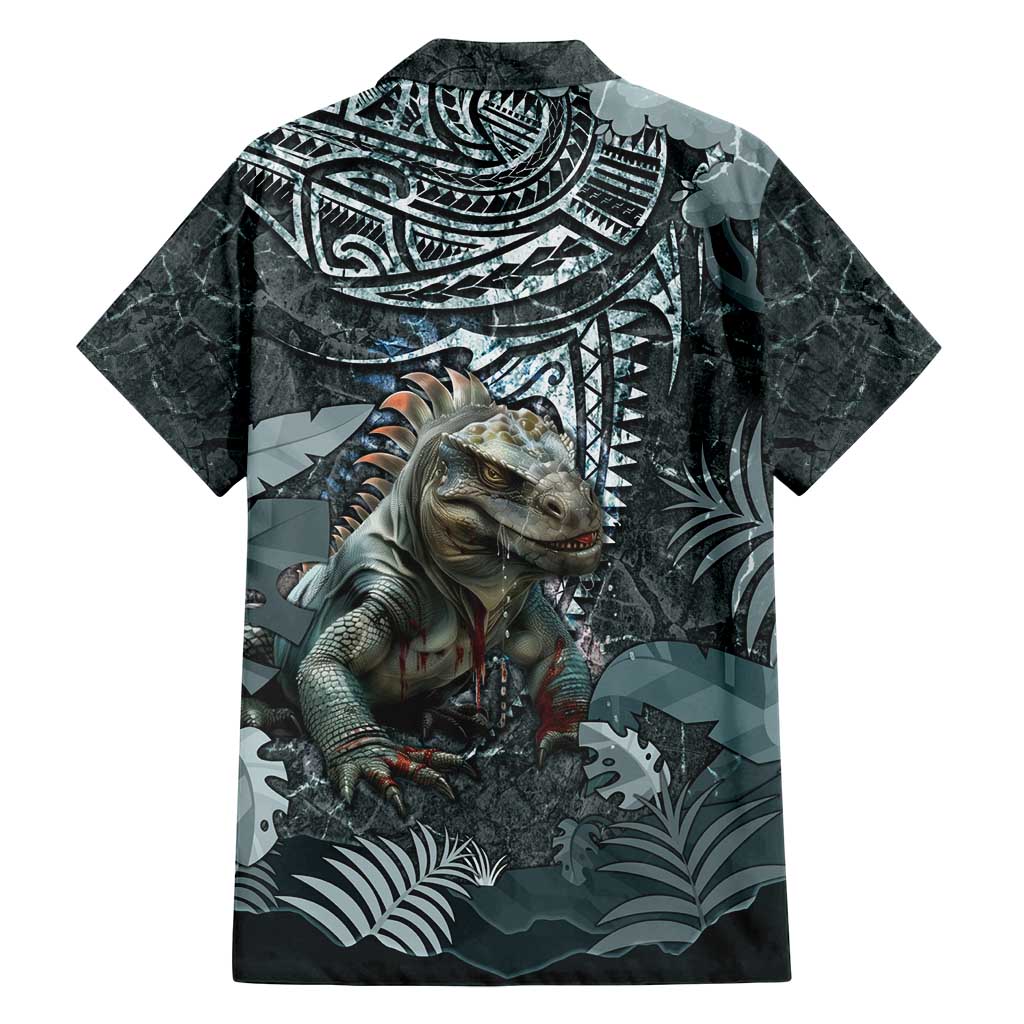 Hawaii Mo'o Lizard God Family Matching Tank Maxi Dress and Hawaiian Shirt Polynesian Style
