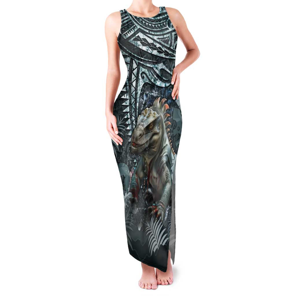 Hawaii Mo'o Lizard God Family Matching Tank Maxi Dress and Hawaiian Shirt Polynesian Style