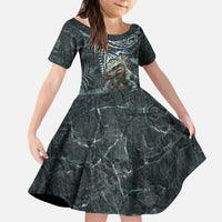 Hawaii Mo'o Lizard God Kid Short Sleeve Dress Polynesian Style