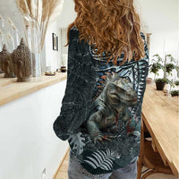 Hawaii Mo'o Lizard God Women Casual Shirt Polynesian Style