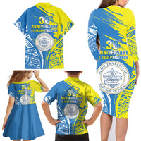 Palau Independence Day Family Matching Long Sleeve Bodycon Dress and Hawaiian Shirt Happy 30th Anniversary LT05 - Polynesian Pride