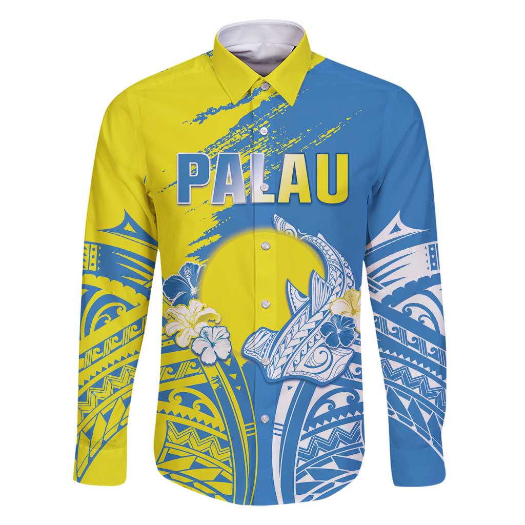 Palau Independence Day Family Matching Long Sleeve Bodycon Dress and Hawaiian Shirt Happy 30th Anniversary LT05 Dad's Shirt - Long Sleeve Blue - Polynesian Pride