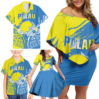 Palau Independence Day Family Matching Off Shoulder Short Dress and Hawaiian Shirt Happy 30th Anniversary