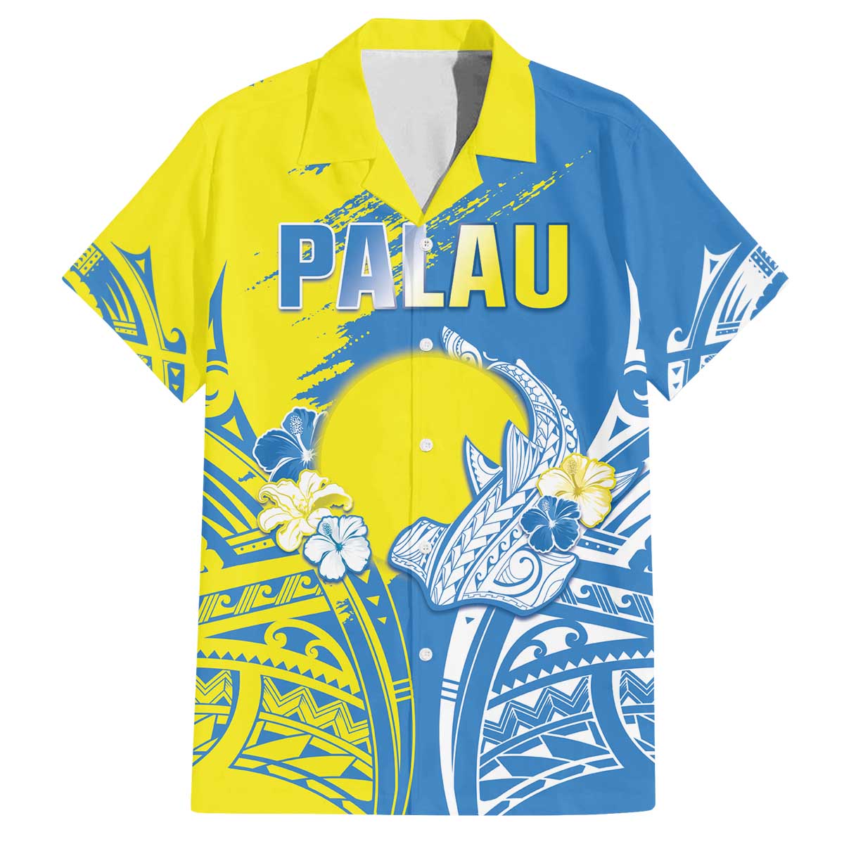 Palau Independence Day Family Matching Off Shoulder Short Dress and Hawaiian Shirt Happy 30th Anniversary