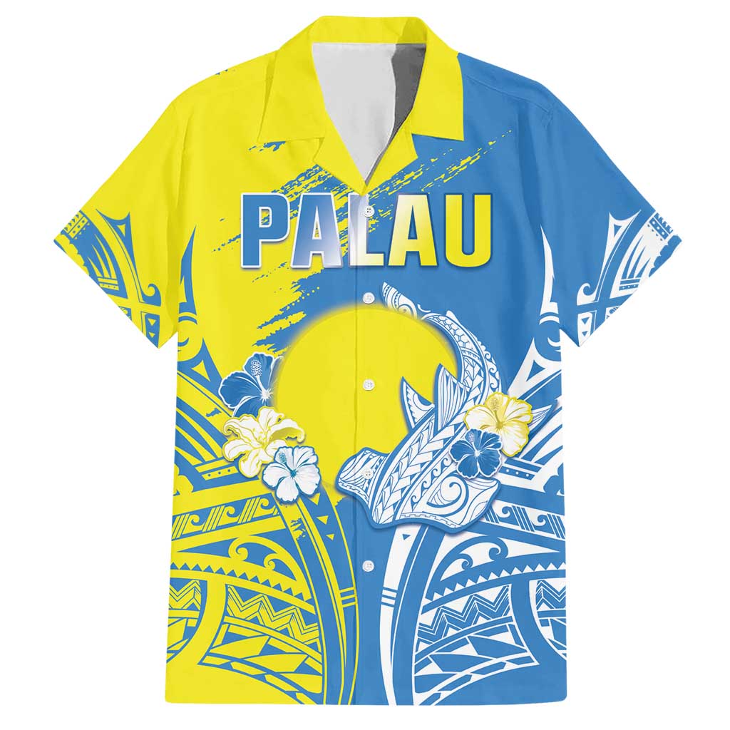 Palau Independence Day Family Matching Short Sleeve Bodycon Dress and Hawaiian Shirt Happy 30th Anniversary LT05 Dad's Shirt - Short Sleeve Blue - Polynesian Pride