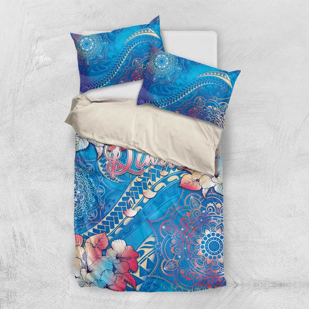 Happy Diwali Festival Bedding Set Diya Lamp Rangoli With Polynesian Pattern