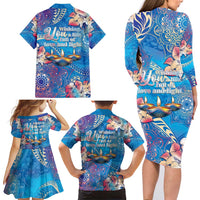 Happy Diwali Festival Family Matching Long Sleeve Bodycon Dress and Hawaiian Shirt Diya Lamp Rangoli With Polynesian Pattern LT05 - Polynesian Pride
