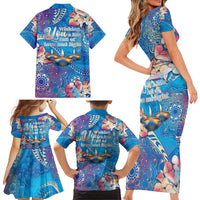 Happy Diwali Festival Family Matching Short Sleeve Bodycon Dress and Hawaiian Shirt Diya Lamp Rangoli With Polynesian Pattern LT05 - Polynesian Pride