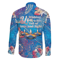 Happy Diwali Festival Family Matching Short Sleeve Bodycon Dress and Hawaiian Shirt Diya Lamp Rangoli With Polynesian Pattern LT05 - Polynesian Pride