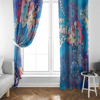 Happy Diwali Festival Window Curtain Diya Lamp Rangoli With Polynesian Pattern