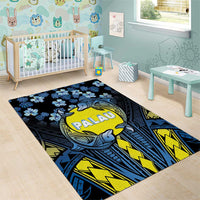 Palau Area Rug Polynesian Dolphin Tropical Hibiscus Style