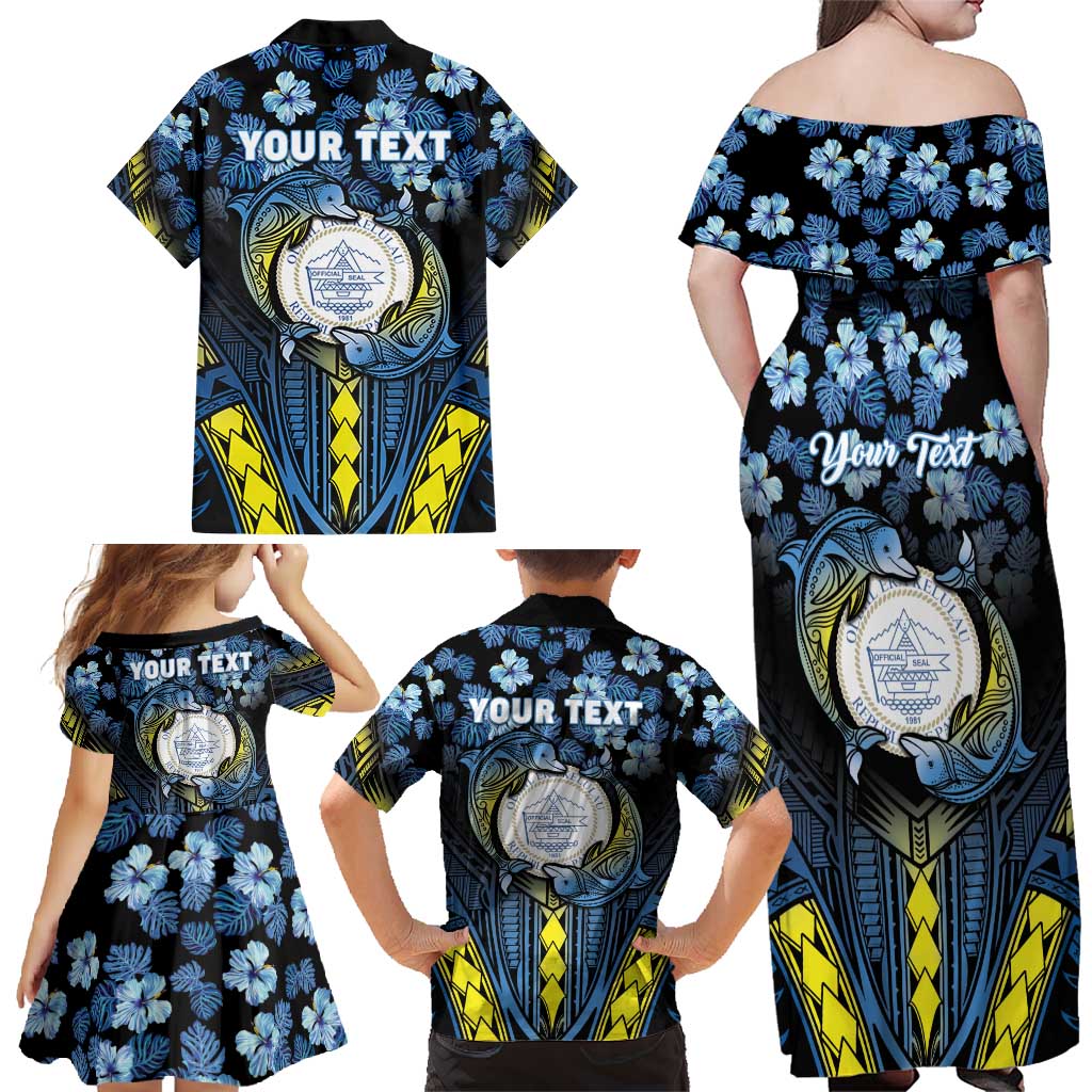 Personalised Palau Family Matching Off Shoulder Maxi Dress and Hawaiian Shirt Polynesian Dolphin Tropical Hibiscus Style LT05 - Polynesian Pride