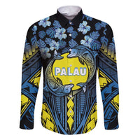 Personalised Palau Family Matching Short Sleeve Bodycon Dress and Hawaiian Shirt Polynesian Dolphin Tropical Hibiscus Style LT05 Dad's Shirt - Long Sleeve Black - Polynesian Pride