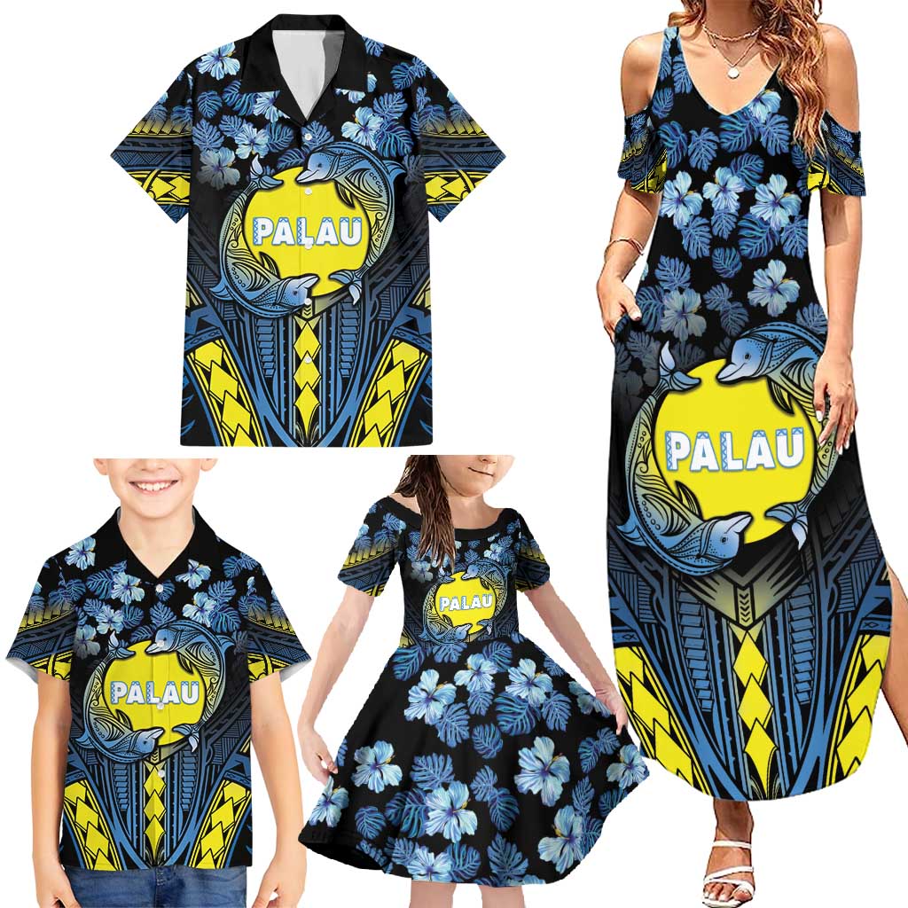 Personalised Palau Family Matching Summer Maxi Dress and Hawaiian Shirt Polynesian Dolphin Tropical Hibiscus Style LT05 - Polynesian Pride