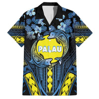 Personalised Palau Family Matching Summer Maxi Dress and Hawaiian Shirt Polynesian Dolphin Tropical Hibiscus Style LT05 Dad's Shirt - Short Sleeve Black - Polynesian Pride