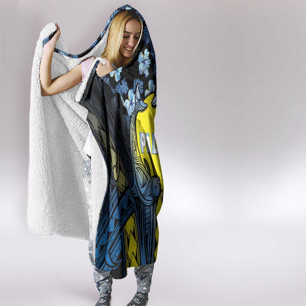 Palau Hooded Blanket Polynesian Dolphin Tropical Hibiscus Style