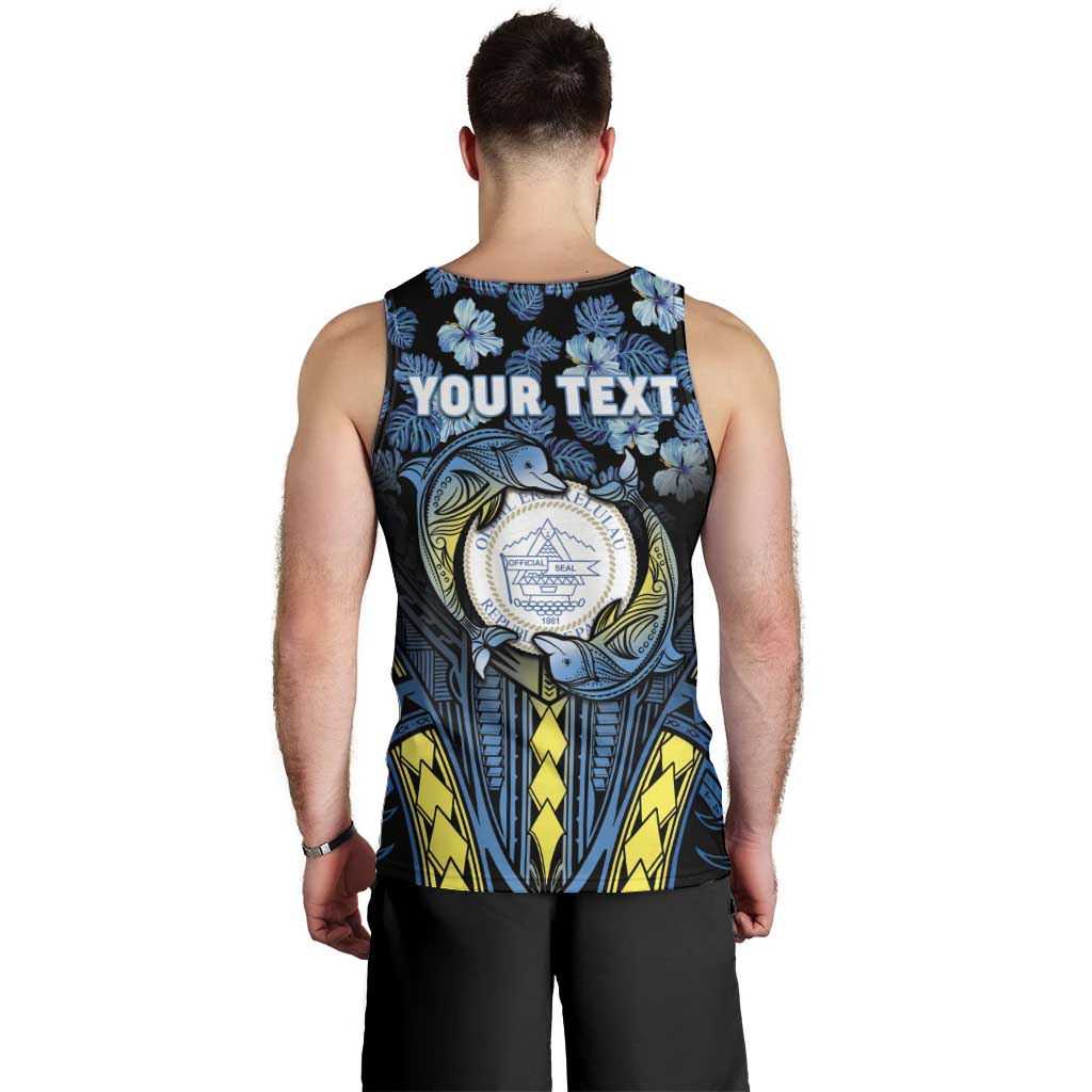 Personalised Palau Men Tank Top Polynesian Dolphin Tropical Hibiscus Style LT05 - Polynesian Pride