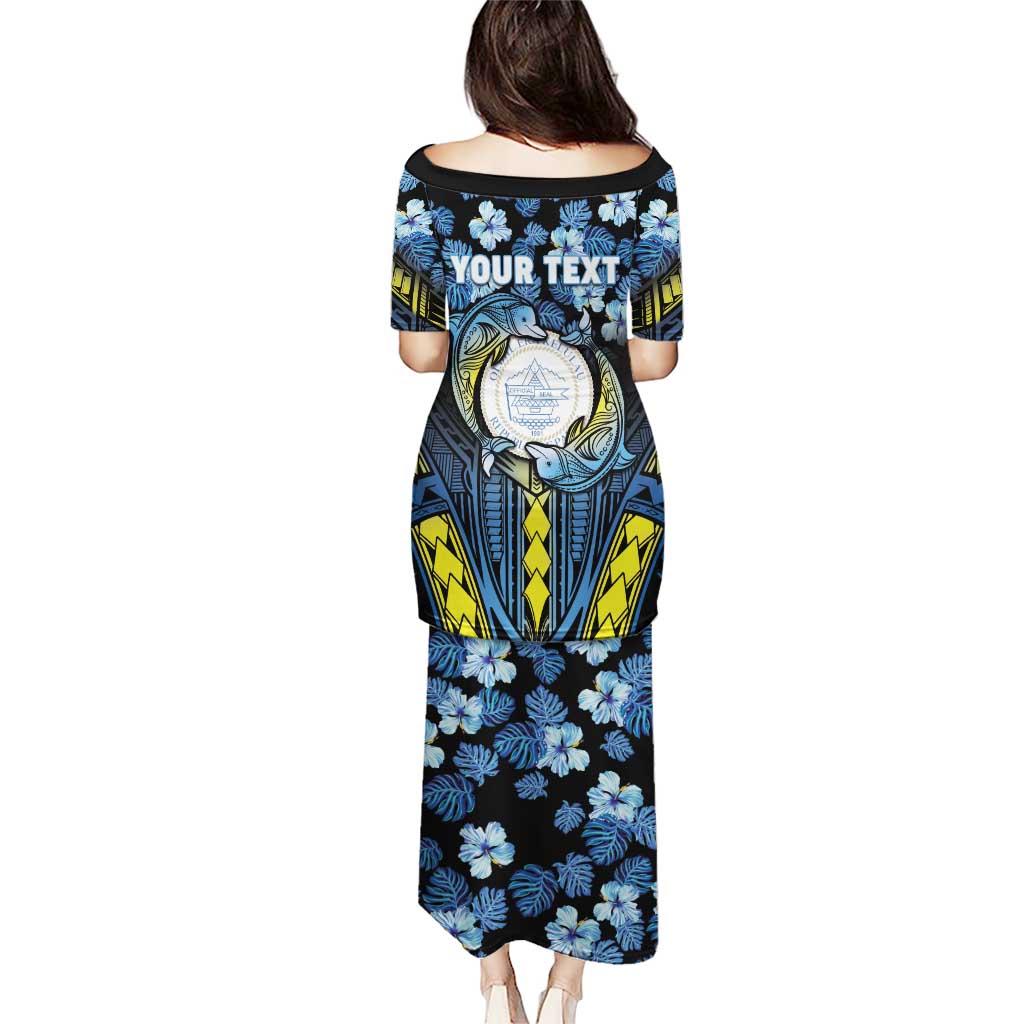 Personalised Palau Puletasi Polynesian Dolphin Tropical Hibiscus Style