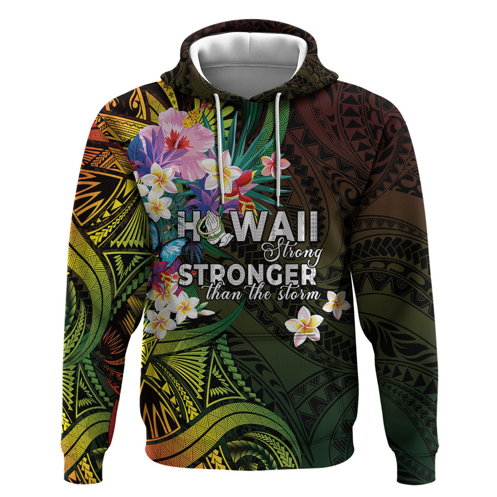 Hawaii Strong Hoodie Polynesian Tribal Tropical Flowers LT05 Pullover Hoodie Black - Polynesian Pride