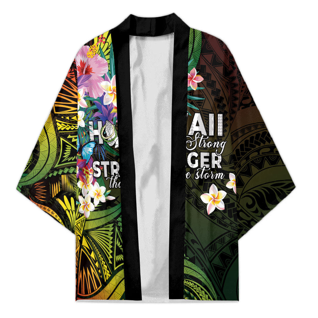 Hawaii Strong Kimono Polynesian Tribal Tropical Flowers LT05 Unisex Black - Polynesian Pride