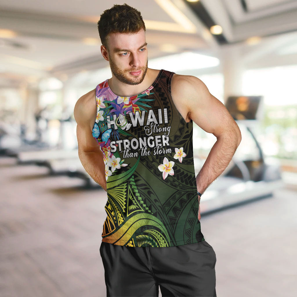 Hawaii Strong Men Tank Top Polynesian Tribal Tropical Flowers LT05 Black - Polynesian Pride