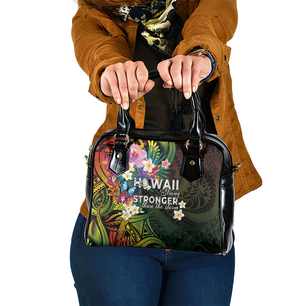 Hawaii Strong Shoulder Handbag Polynesian Tribal Tropical Flowers LT05 One Size Black - Polynesian Pride
