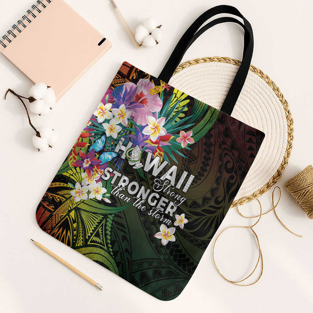 Hawaii Strong Tote Bag Polynesian Tribal Tropical Flowers LT05 Black Strap One Size Black - Polynesian Pride
