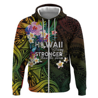 Hawaii Strong Zip Hoodie Polynesian Tribal Tropical Flowers
