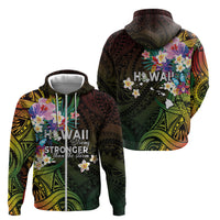 Hawaii Strong Zip Hoodie Polynesian Tribal Tropical Flowers