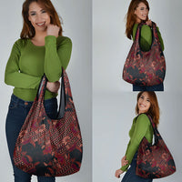 Indonesian Parang Batik Grocery Bag Red Floral Pattern