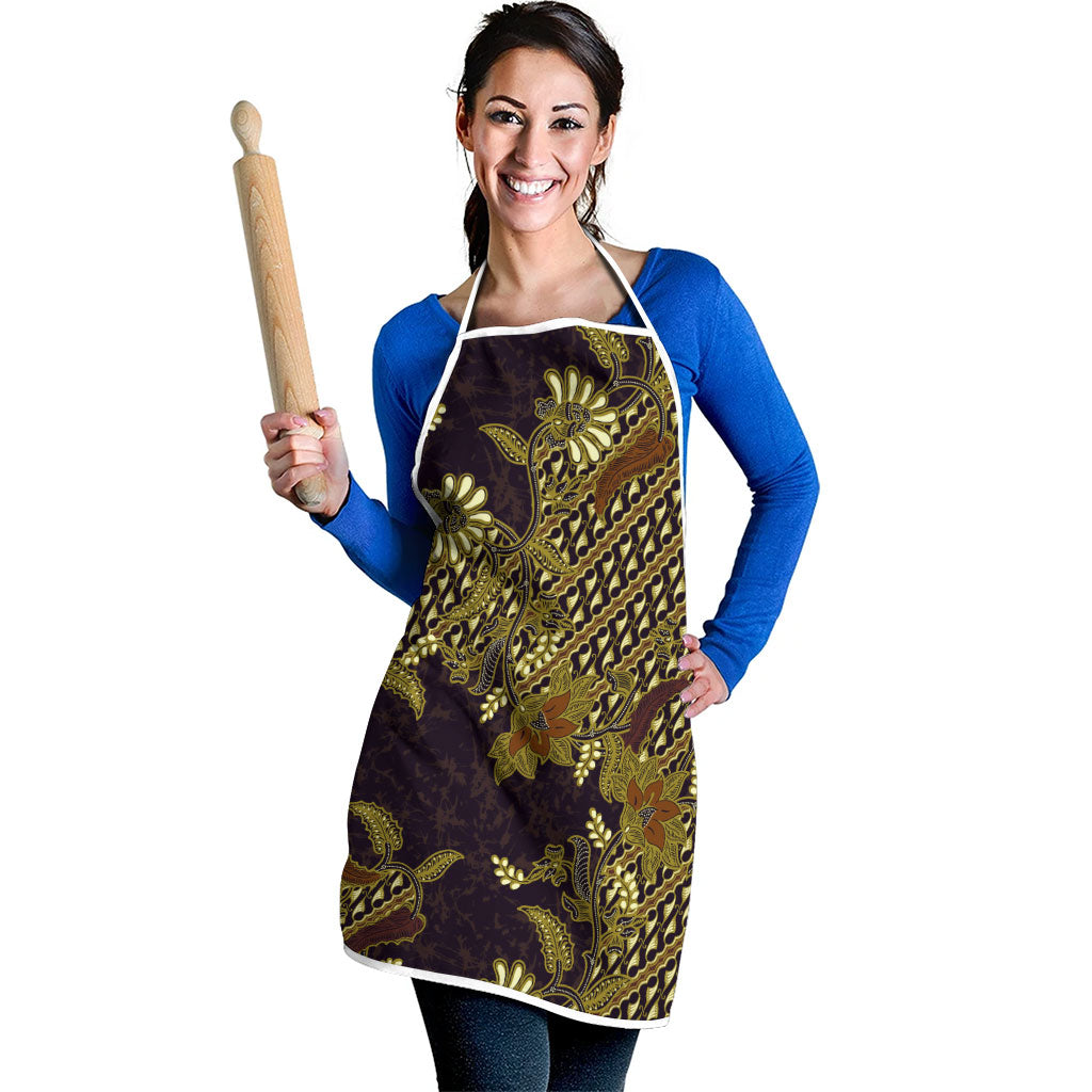 Indonesian Parang Batik Apron Yellow Floral Pattern