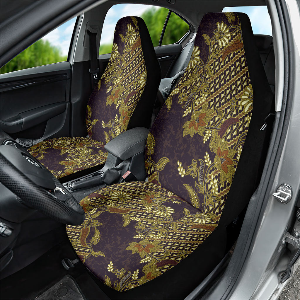 Indonesian Parang Batik Car Seat Cover Yellow Floral Pattern