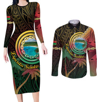 Vanuatu Espiritu Santo Island Couples Matching Long Sleeve Bodycon Dress and Long Sleeve Button Shirt Beach Landscape
