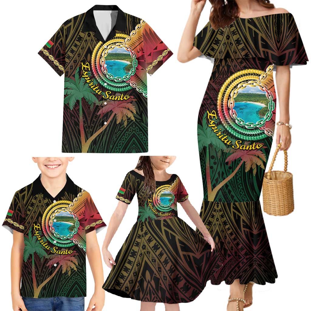 Vanuatu Espiritu Santo Island Family Matching Mermaid Dress and Hawaiian Shirt Beach Landscape LT05 - Polynesian Pride