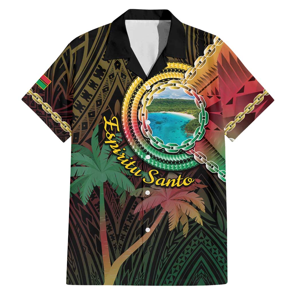 Vanuatu Espiritu Santo Island Family Matching Mermaid Dress and Hawaiian Shirt Beach Landscape LT05 Dad's Shirt - Short Sleeve Black - Polynesian Pride