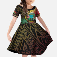 Vanuatu Espiritu Santo Island Family Matching Short Sleeve Bodycon Dress and Hawaiian Shirt Beach Landscape LT05 Daughter's Dress Black - Polynesian Pride