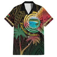 Vanuatu Espiritu Santo Island Family Matching Short Sleeve Bodycon Dress and Hawaiian Shirt Beach Landscape LT05 Dad's Shirt - Short Sleeve Black - Polynesian Pride