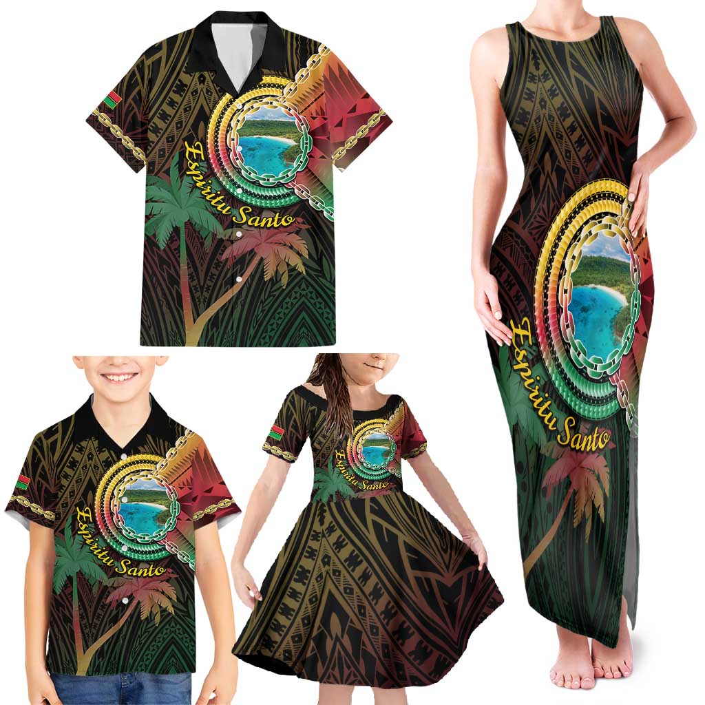 Vanuatu Espiritu Santo Island Family Matching Tank Maxi Dress and Hawaiian Shirt Beach Landscape LT05 - Polynesian Pride