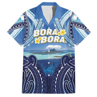 Personalised French Polynesia Bora Bora Family Matching Long Sleeve Bodycon Dress and Hawaiian Shirt Beach Landscape Polynesian Style LT05 Dad's Shirt - Short Sleeve Blue - Polynesian Pride
